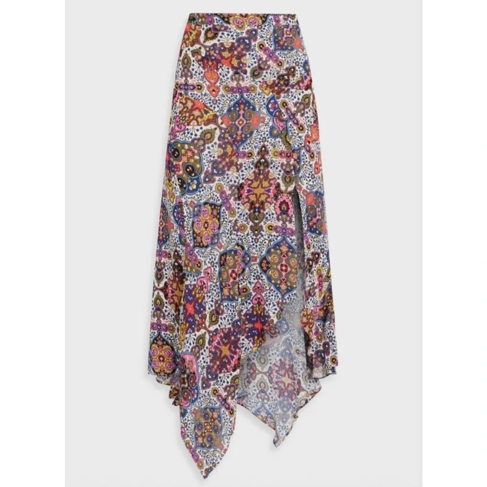 Veronica Beard Mac Midi Skirt Multicolor Asymmetric Hem Feminine, 12